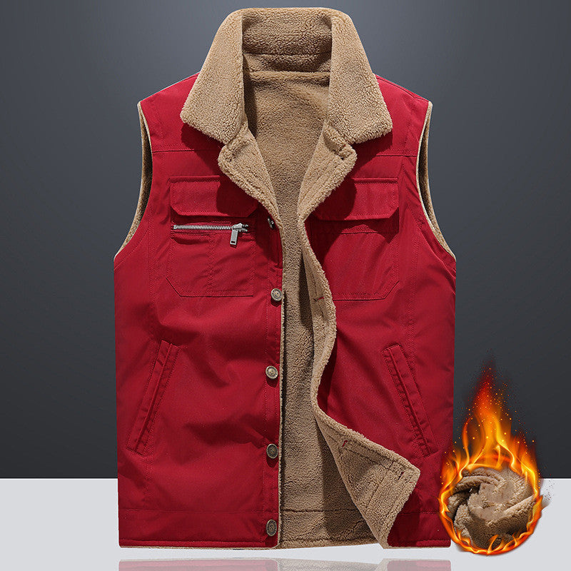 Men's Lambs Wool Autumn And Winter Plus Size Loose Vest - Thick And Warm Winter Vest