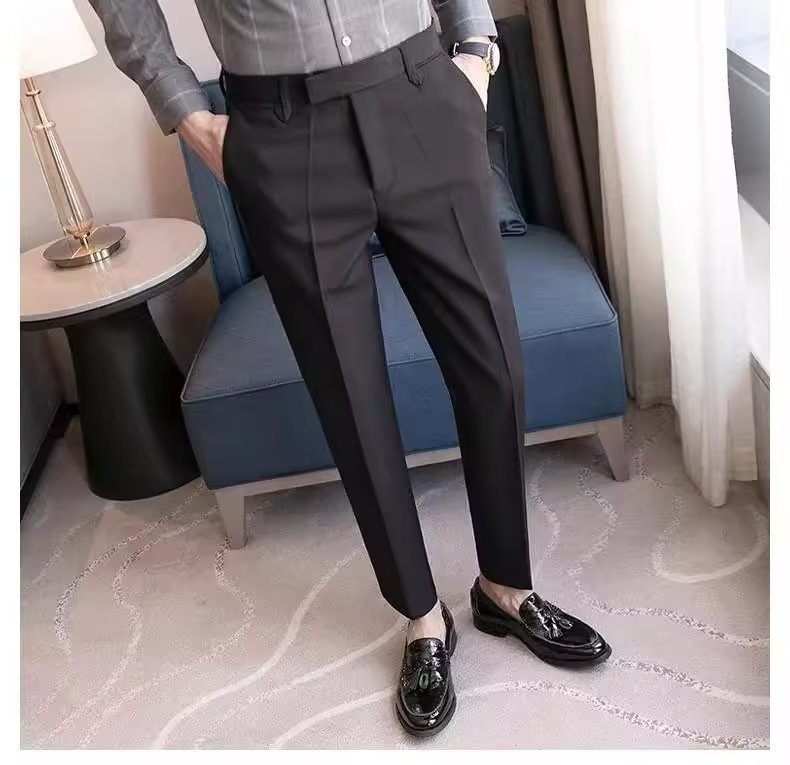 Men's Cropped And Casual Suit Straight Pants