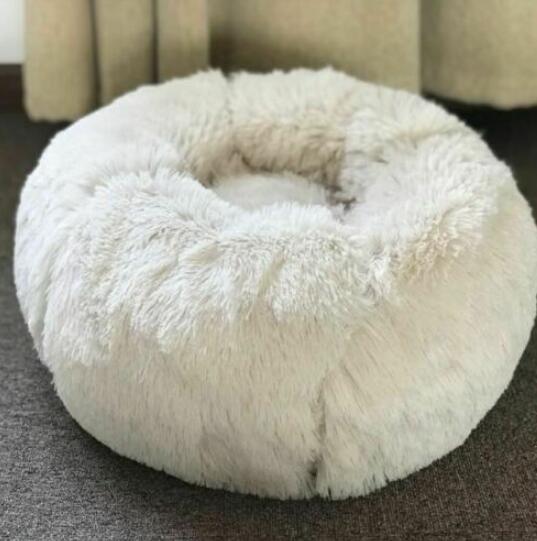 Pet Round Plush Beds For Small Dogs And Cats With Litter Kennel Feature - Suitable For a Puppy