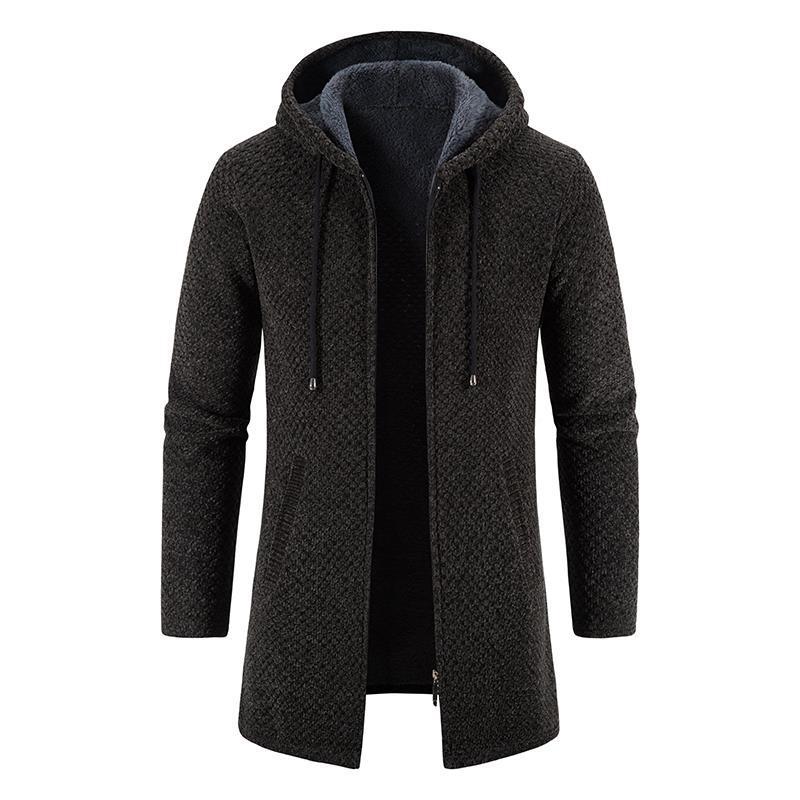 Men's Plush Thickened Medium Long Coat