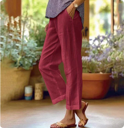 Women's Loose And Simple Solid Colour Fashion Casual Pants Straight-Leg Trousers