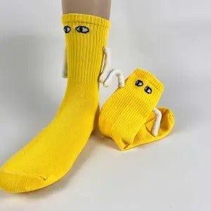 Mid-Tube Black And White Couple Matching Holding Socks