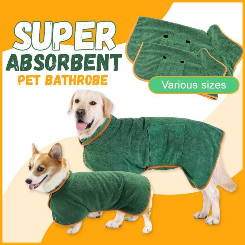 Absorbent Pet Bathrobe With Waist-Wrapped Microfiber