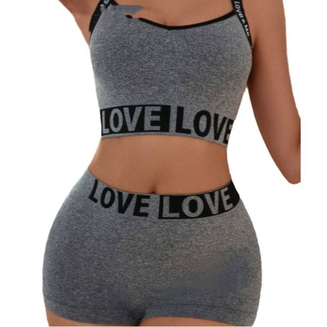 LOVE Letter Waist Head Camisole Women's Boy-Shorts