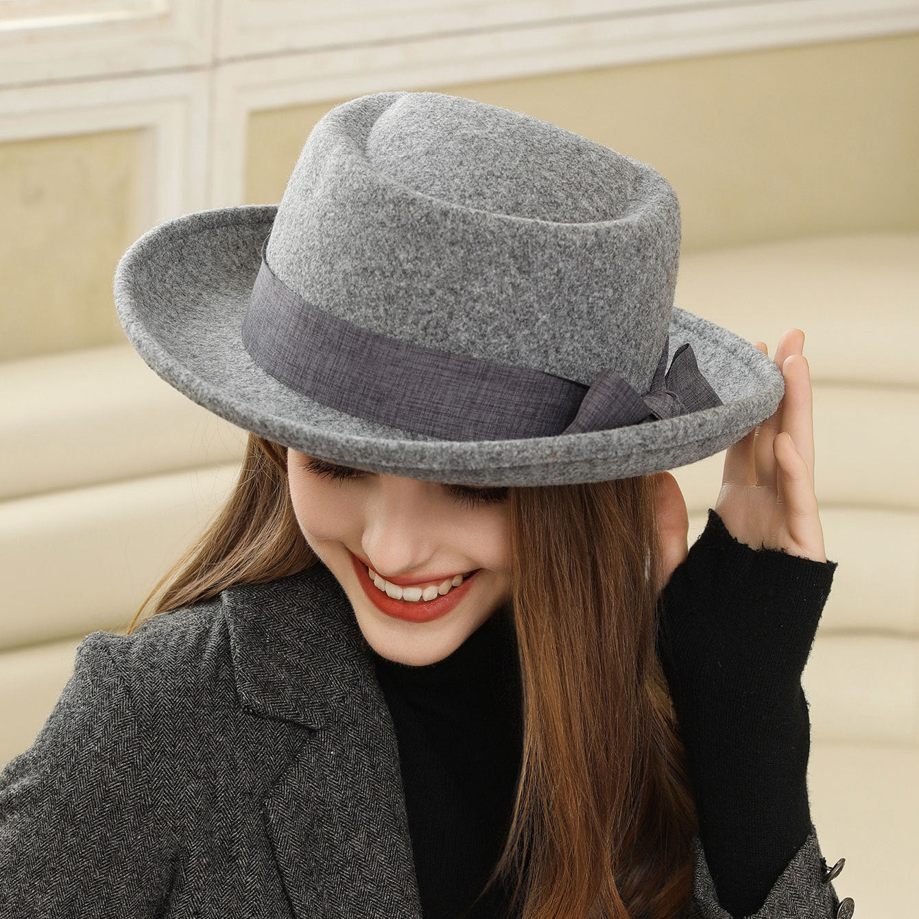 Vintage Bow British Wild Leisure Fashion Top Hat For Women