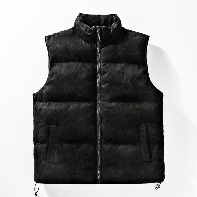 Men's Simple Stand-Up Collar Cotton-Padded Winter Vest