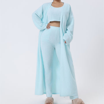 Women's Winter Dress - 3 Piece Cozy Pajama and Warm Lounge Set, Cute Matching Loungewear