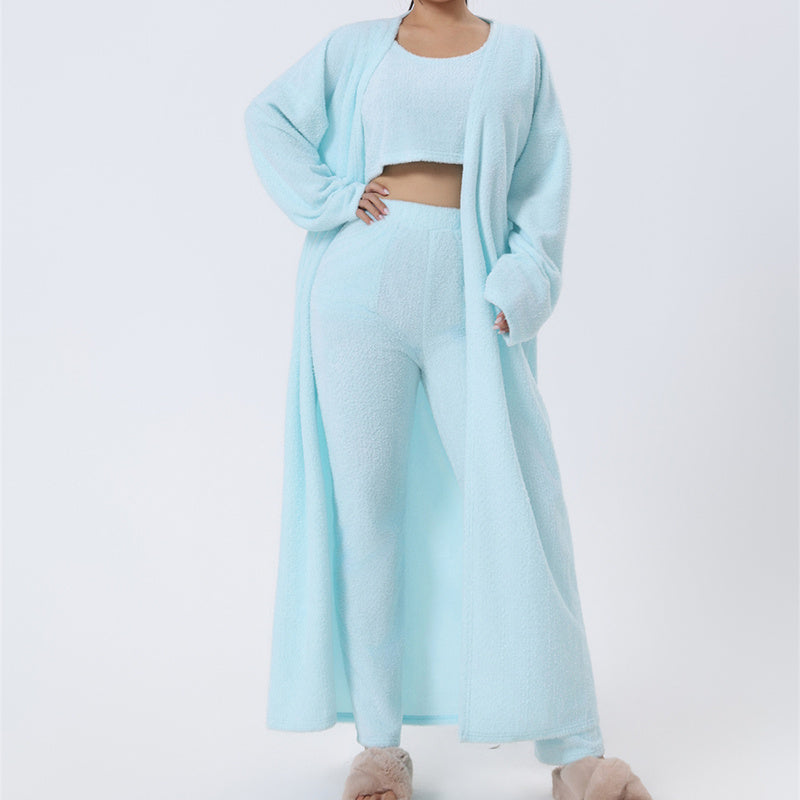 Women's Winter Dress - 3 Piece Cozy Pajama and Warm Lounge Set, Cute Matching Loungewear