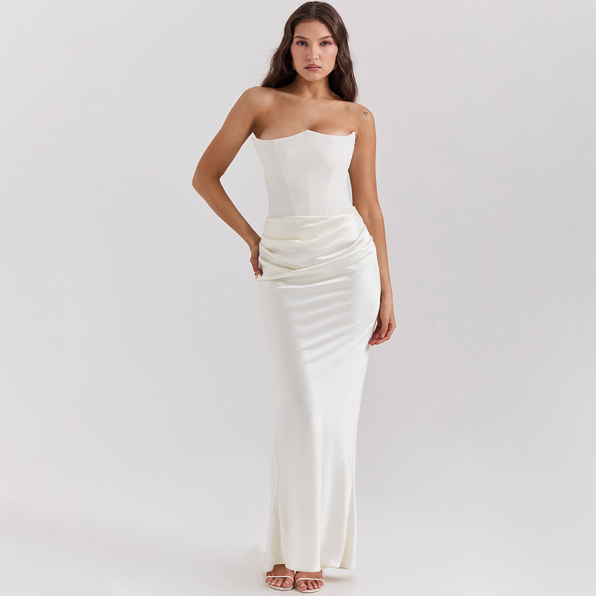 Women's Slim Tube Top Sexy Long Dress - Bandeau Backless Party Evening Dresses