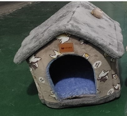 Foldable Pet House With Warm Winter Bed And Removable Enclosed Nest
