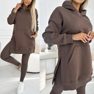 Women's Sports Casual Hooded Sweater - Thickened Underwear Leggings Two-piece Suit