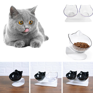 Cat Double Food Bowl With Cervical Vertebra Protection