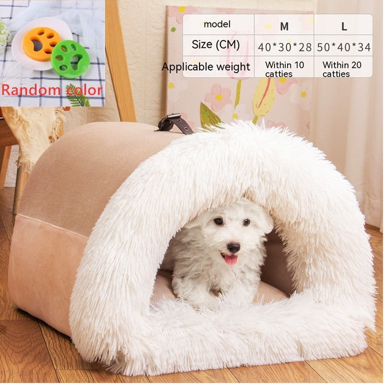 Splice Portable Pet Warm Nest For Autumn And Winter - Moisture-Proof Long Fur Cat And Dog Nest