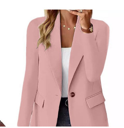 Women's Long-Sleeved Outwear Tops and Ins Lapel Button Jacket Fashion - Commuter Casual Suit Jacket For Ladies