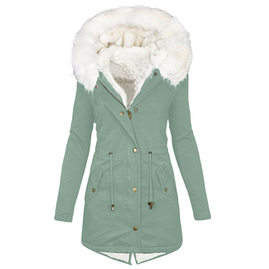 Women's Cotton Padded Jacket With White Collar