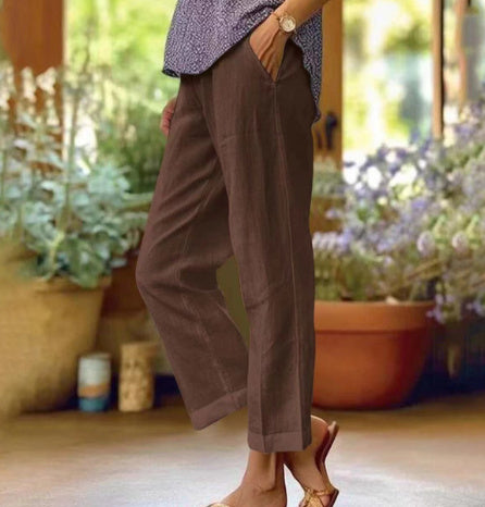 Women's Loose And Simple Solid Colour Fashion Casual Pants Straight-Leg Trousers