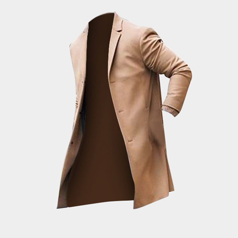 Men's Winter Trench Overcoat Classic Long Jackets - Solid Slim Fit Outwear