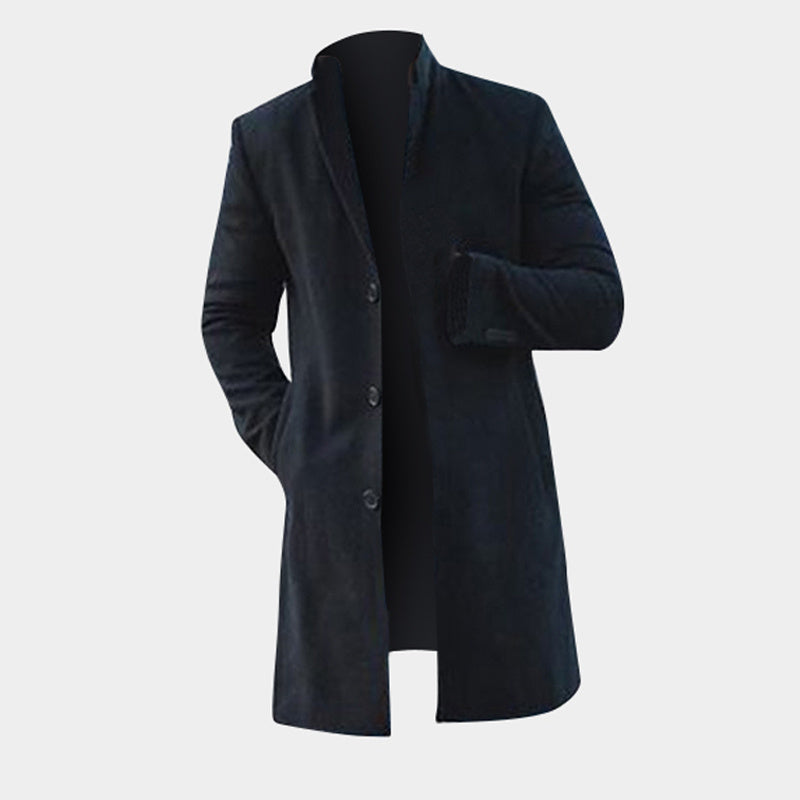 Men's Winter Trench Overcoat Classic Long Jackets - Solid Slim Fit Outwear