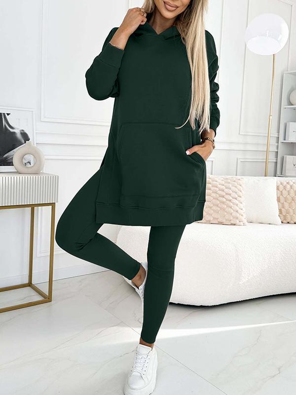 Women's Sports Casual Hooded Sweater - Thickened Underwear Leggings Two-piece Suit