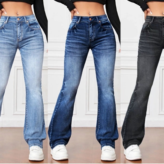 Women's Denim High Waist Loose And Slimming Bootcut Trousers