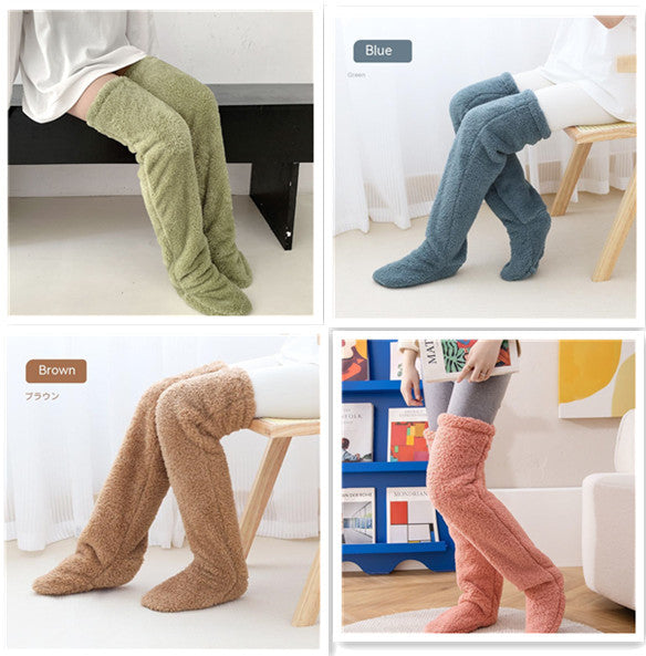 Winter Warm Over Knee High Fuzzy Long Socks - Cold-proof Stockings, Home Floor Sleeping Socks - Unisex