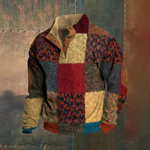 Men's 3D Sweater With Hot Digital Printing Stand Collar