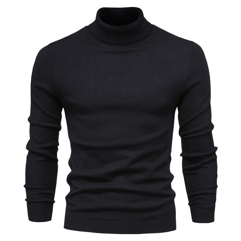 Winter Turtleneck Sweater Solid Colour Slim Fit - Pullover & Knitted Top For Men