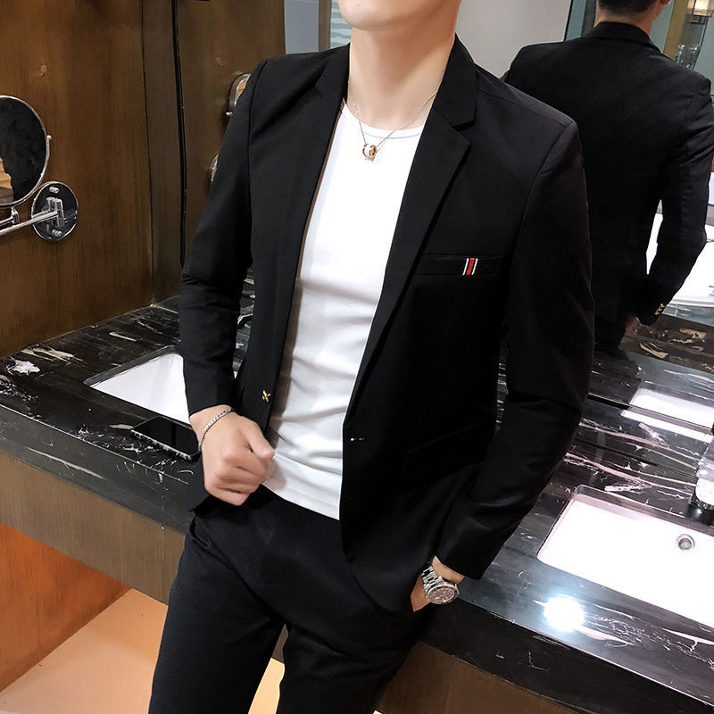 Men's Spring Korean Style Slim Fit Popular Single Leisure Suit