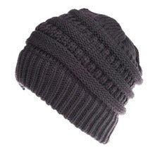 Women's Mixed Colour Knitted Wool Hat, Non-Labelled Ponytail Hat For Ladies