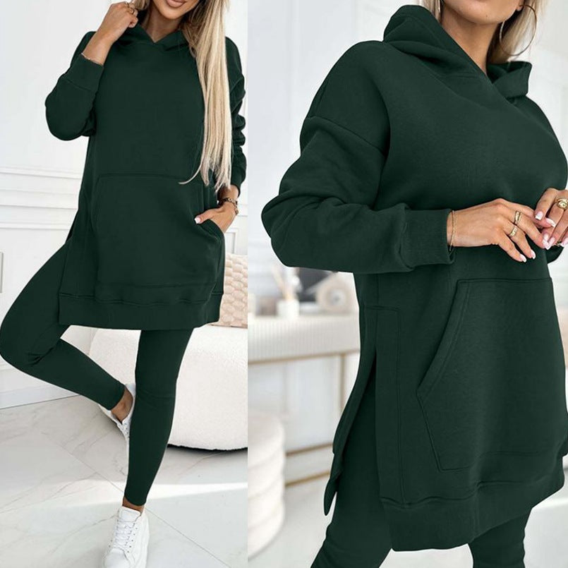 Women's Sports Casual Hooded Sweater - Thickened Underwear Leggings Two-piece Suit