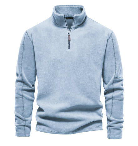 Men's Personality Stand-Collar Zippered Sweatshirt With Fleece Winter Casual Pullover Top