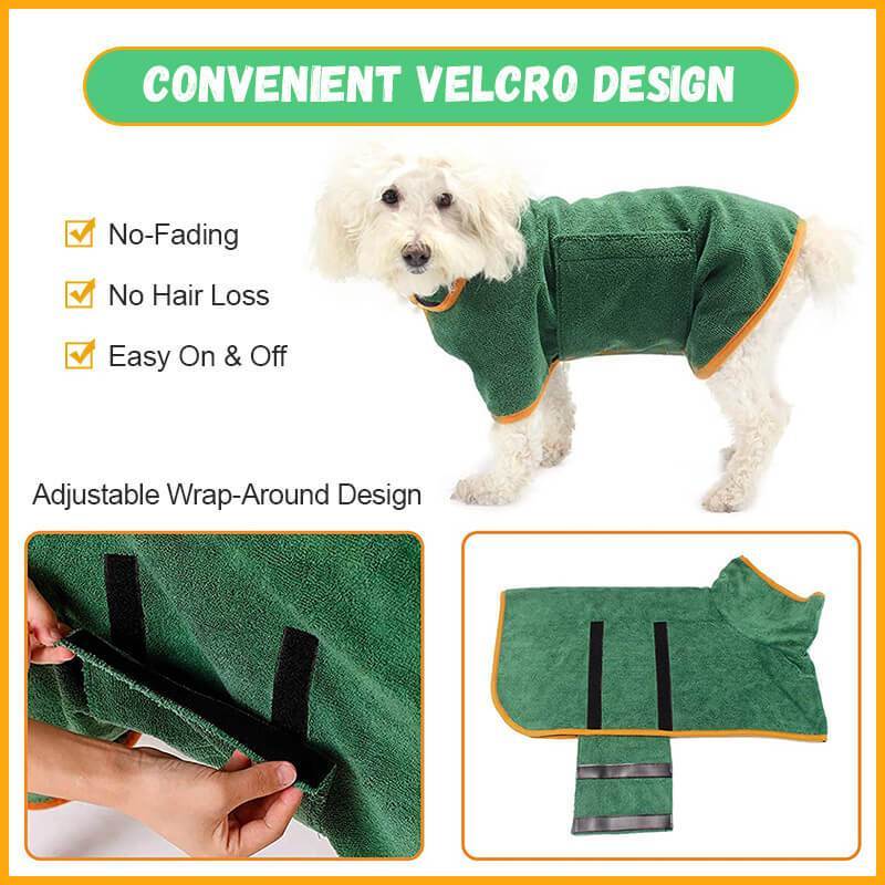 Absorbent Pet Bathrobe With Waist-Wrapped Microfiber