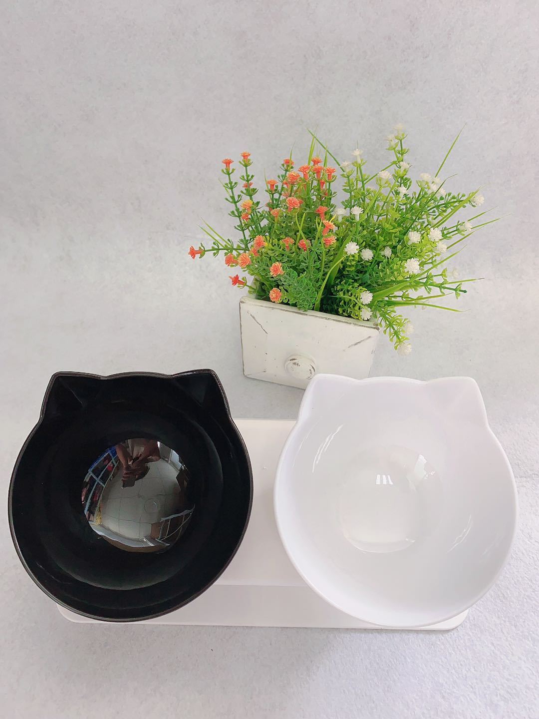 Cat Double Food Bowl With Cervical Vertebra Protection