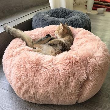 Pet Round Plush Beds For Small Dogs And Cats With Litter Kennel Feature - Suitable For a Puppy
