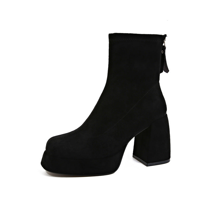 Women's Back Zipper Suede - Boots