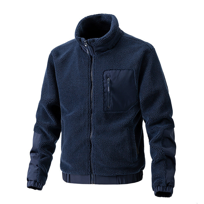 Men's Berber Fleece Coat With Stand Collar For Autumn And Winter