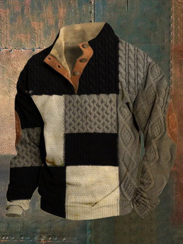 Men's 3D Sweater With Hot Digital Printing Stand Collar