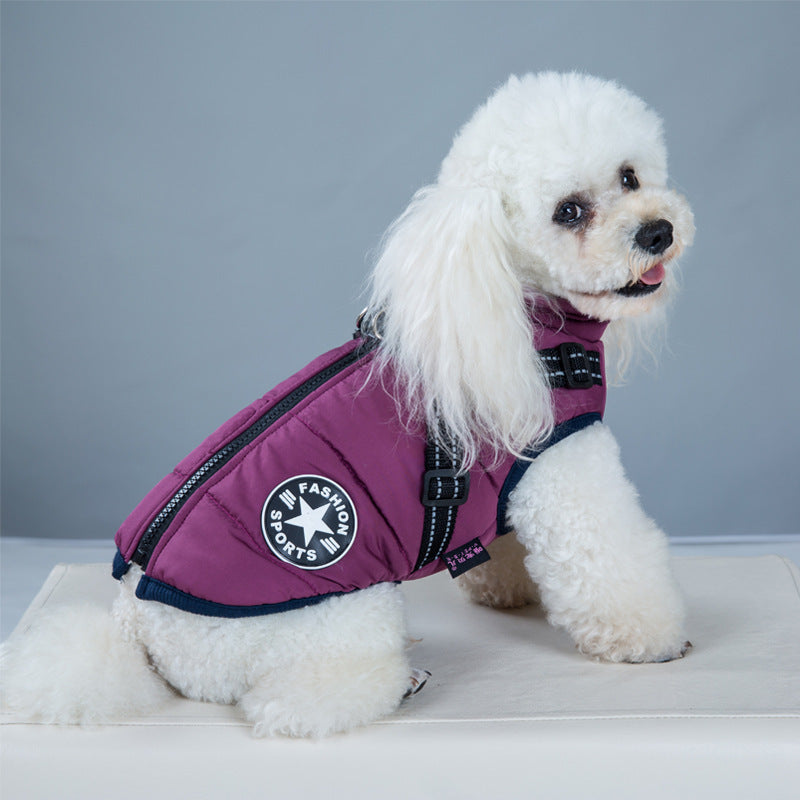 Waterproof Winter Dog Warm Coat With Harness Suitable For Big Dog Jacket