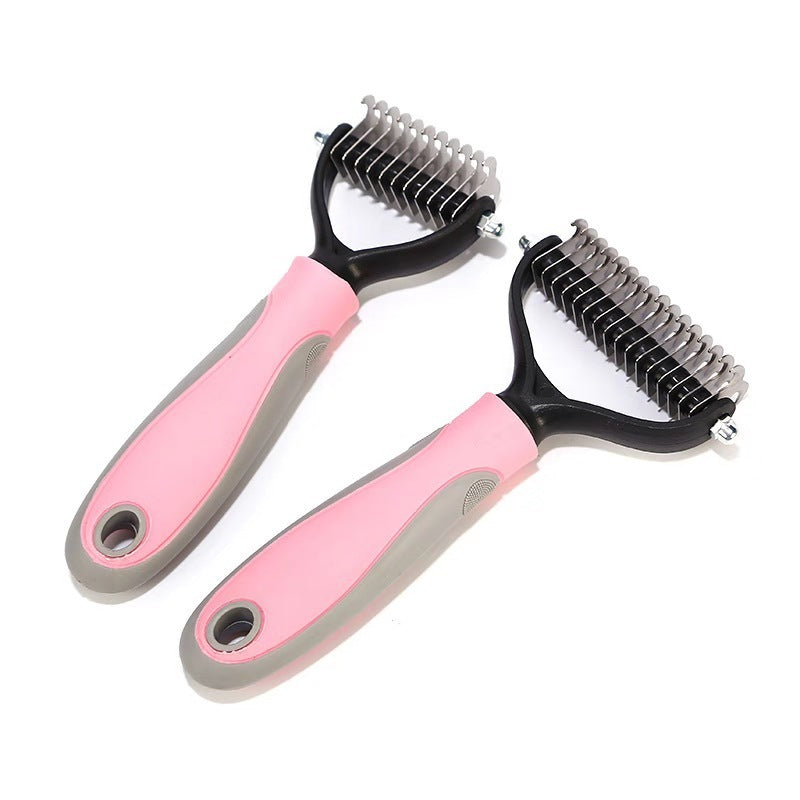 Stainless Double-Sided Pet Hair Brush With Removal Comb For Pet Grooming