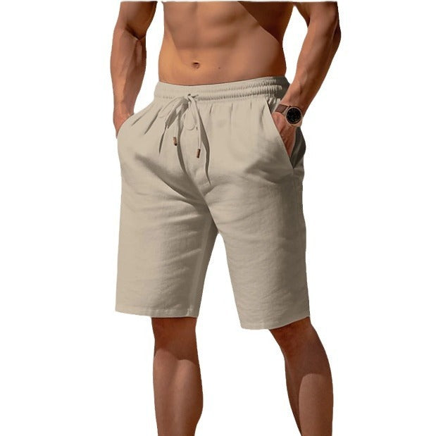 Men's Summer Drawstring Shorts With Elastic Waist - Straight Beach Breathable Pants