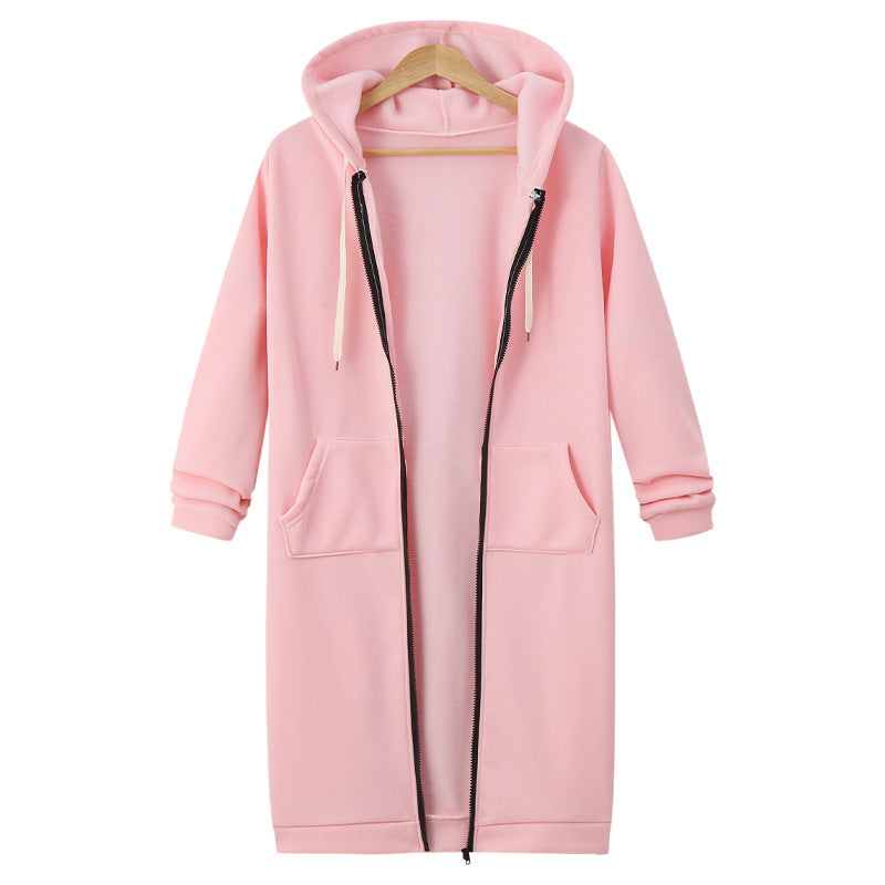 Women's Hooded Long Sleeve Sweater - Fleece Long Jacket