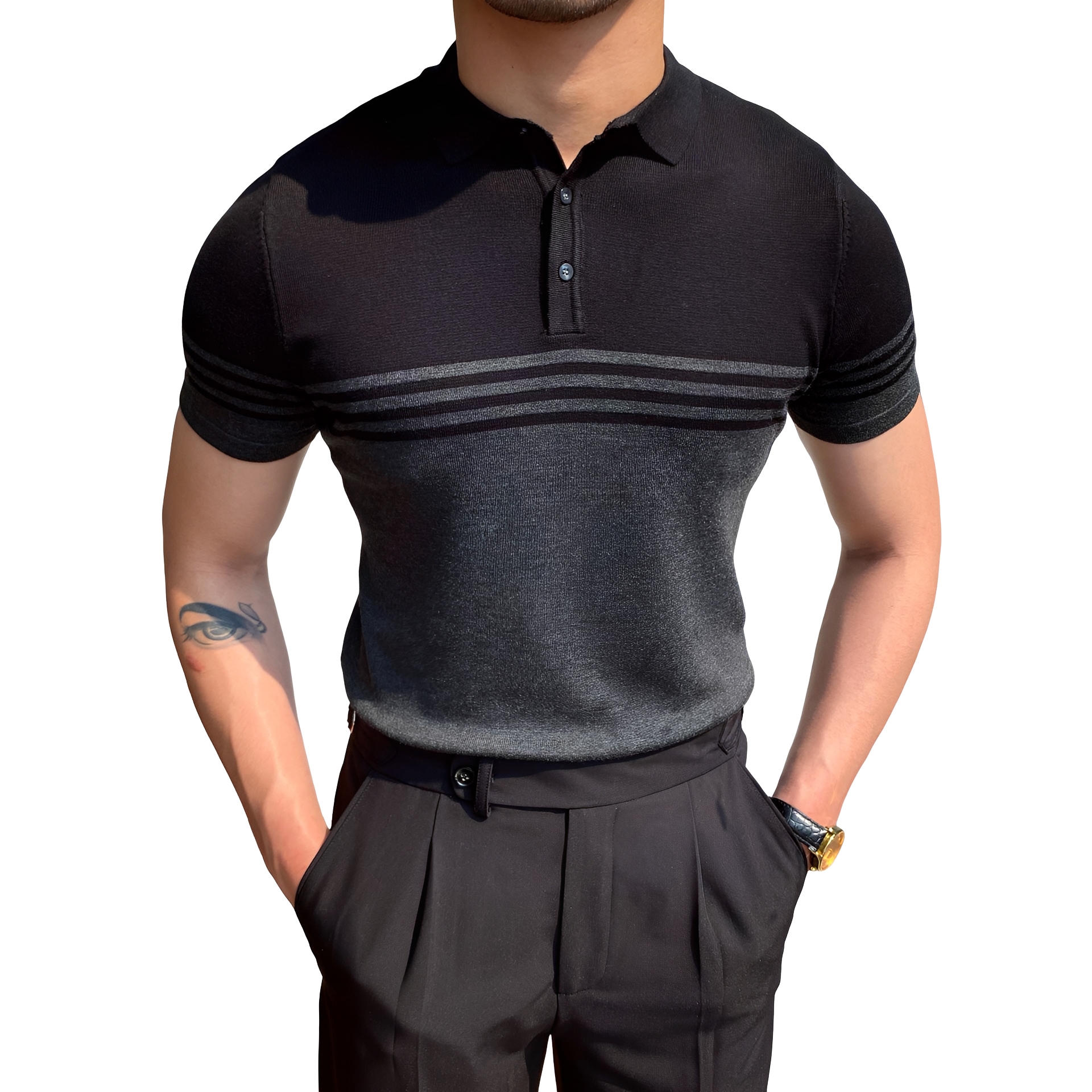 Casual Striped Thin Short-Sleeved Polo Shirt