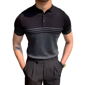 Casual Striped Thin Short-Sleeved Polo Shirt