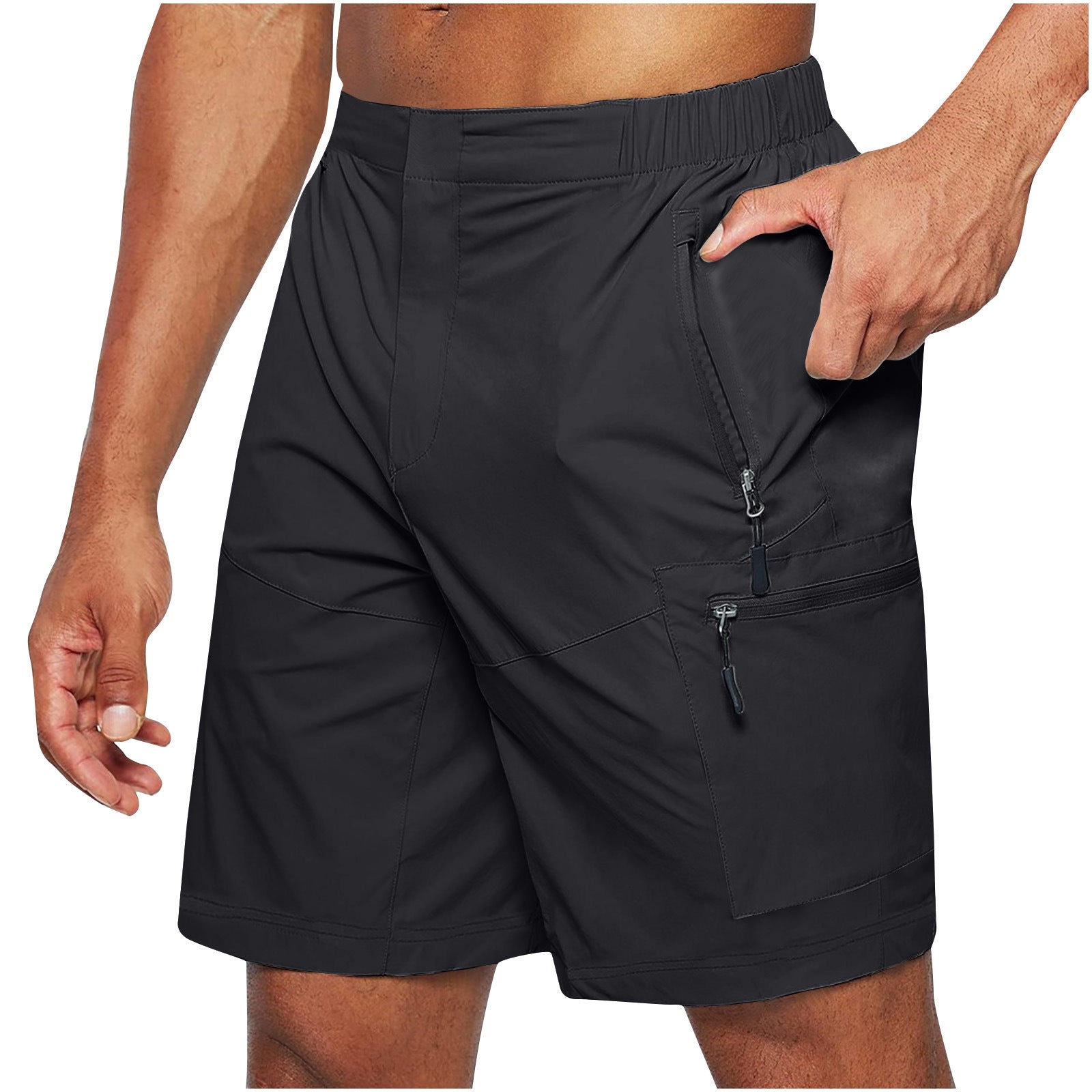 Men's Knee-Length Straight Pants With Elastic Waist - Strap Summer Casual Outdoor Shorts