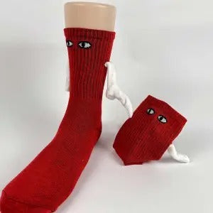 Mid-Tube Black And White Couple Matching Holding Socks