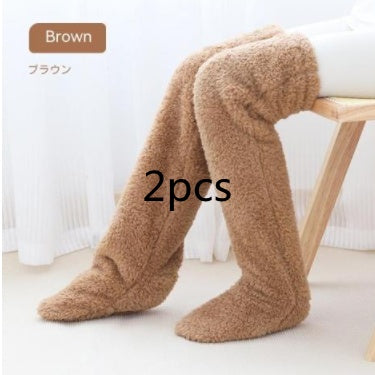 Winter Warm Over Knee High Fuzzy Long Socks - Cold-proof Stockings, Home Floor Sleeping Socks - Unisex