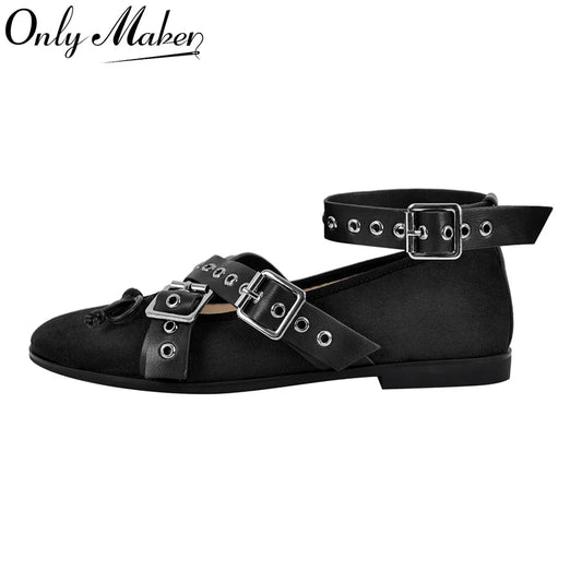 Women Round Toe Mary Jane Buckles Flats Woman Plus Size Summer New Fashion Shoes