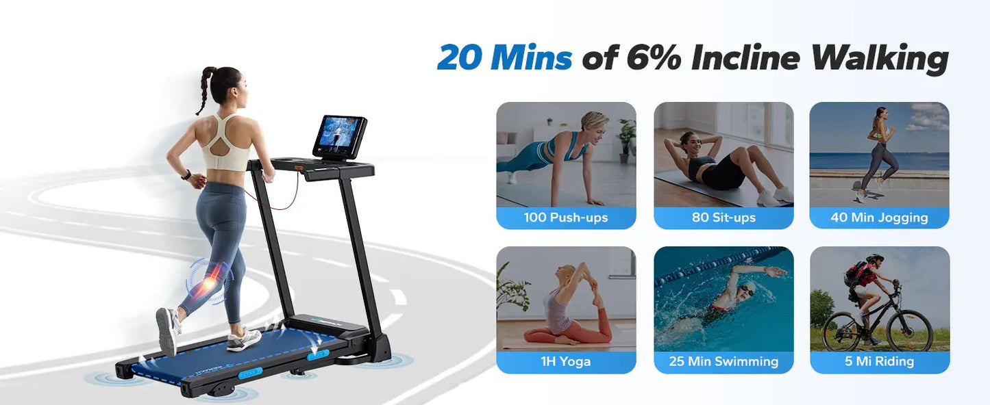 Foldable Treadmill T12 Incline 0.8-12km/H Walking Pad Save Space LED Display APP Heart Rate Monitoring 16.5" Wider Belt