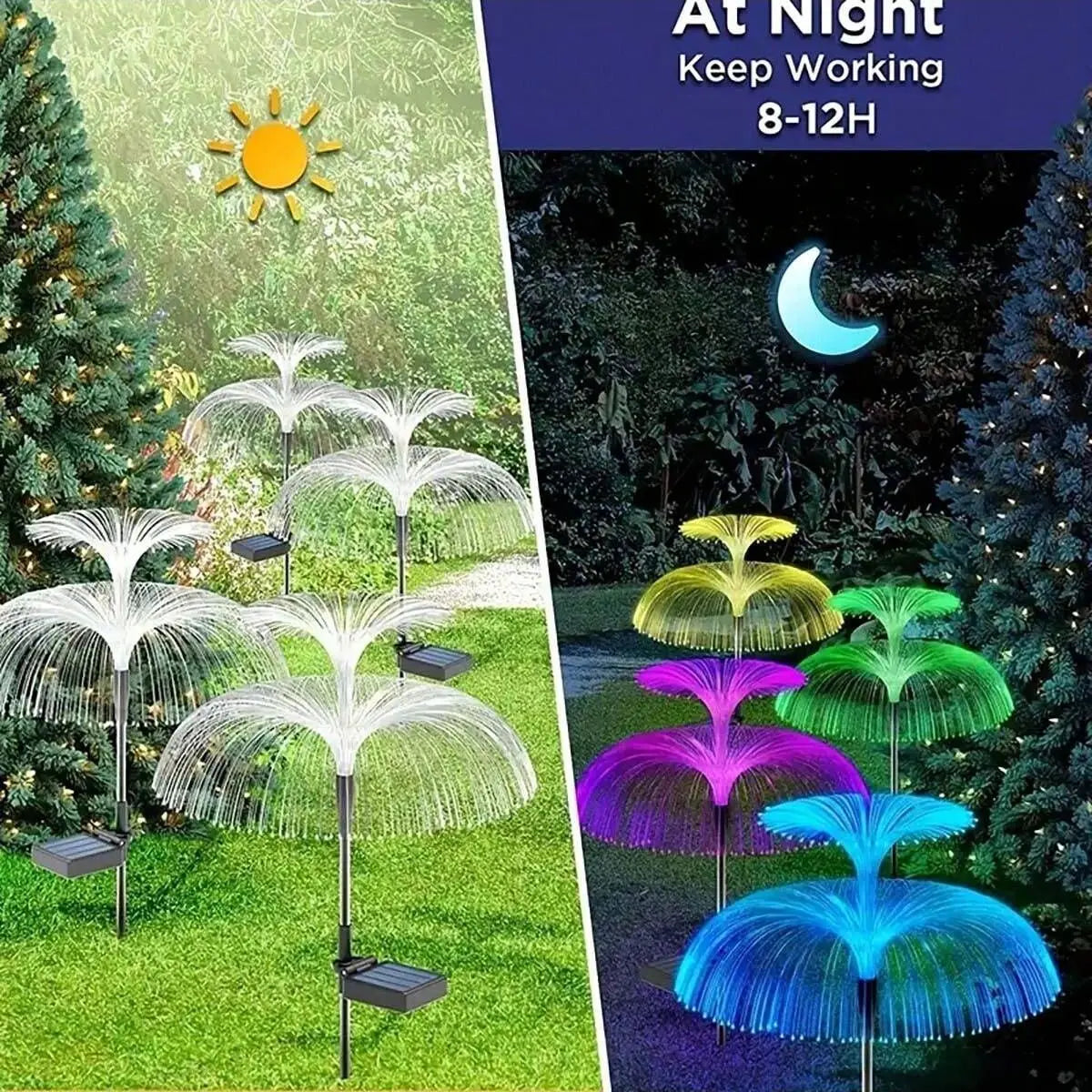 solar jellyfish lamp, waterproof 7 color gradient single and double jellyfish solar garden lamp garden decorative garden light