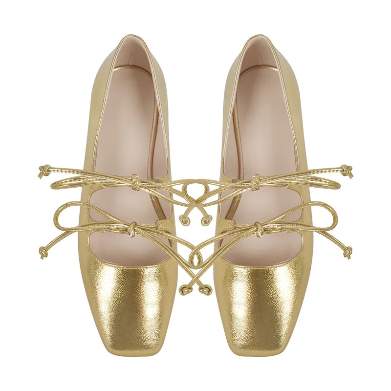 Women Flats Square Toe Mary Jane  Strap Retro Elegant Big Size Daily Shoes
